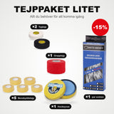 Kleines Tape-Set: 5 Schienbein-Tape, 2 Gewebebänder, 1 Griffband, 1 Paar Schlittschuhsenkel und Hockeywachs